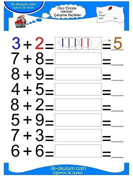 Çocuklar İçin toplam işlemi yaprak testleri 